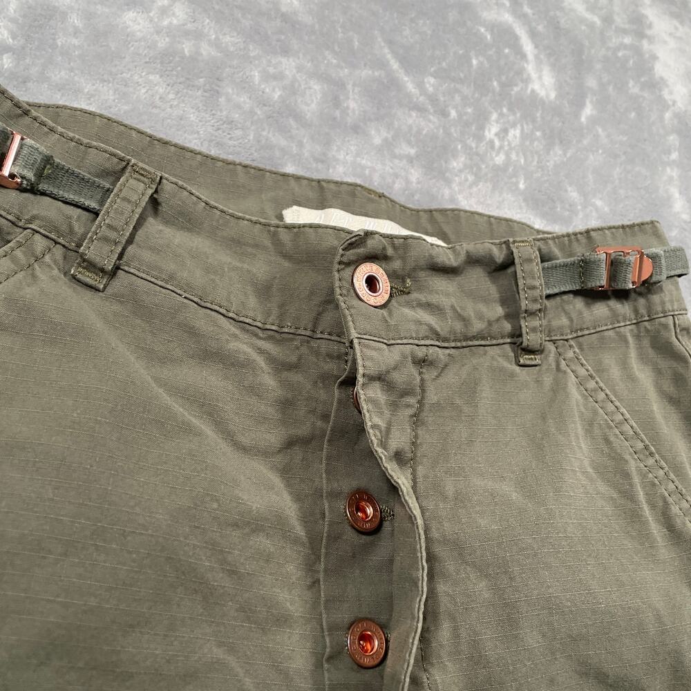 Off White Shorts Womens 26 Green Flower Embroidery Cargo Streetwear Military - Picture 10 of 16